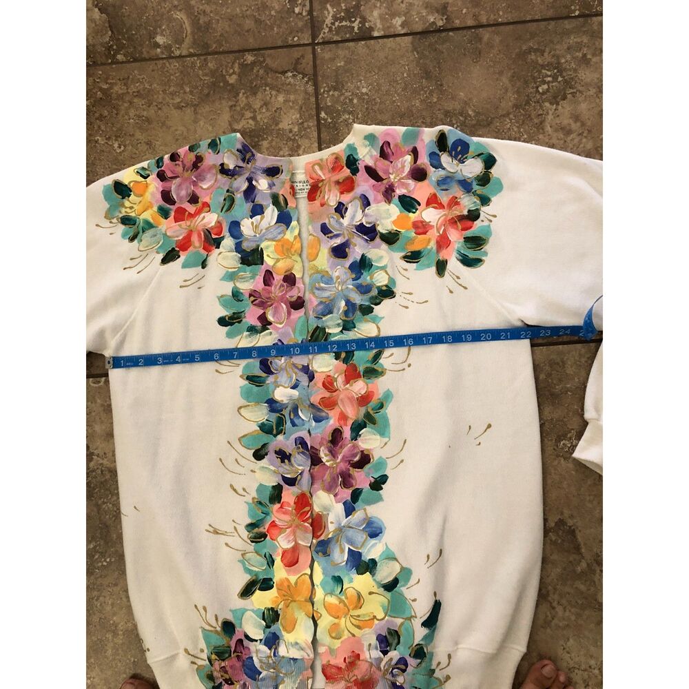 Vtg 80s Horito Fulgenzi Hand Paint Open Cardigan Jacket Art to Wear Retro Sz XL - Picture 7 of 13
